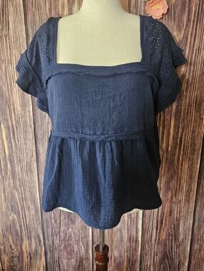 Maurices Eyelet Lace Trim Tie Back Top Plus Size 2X